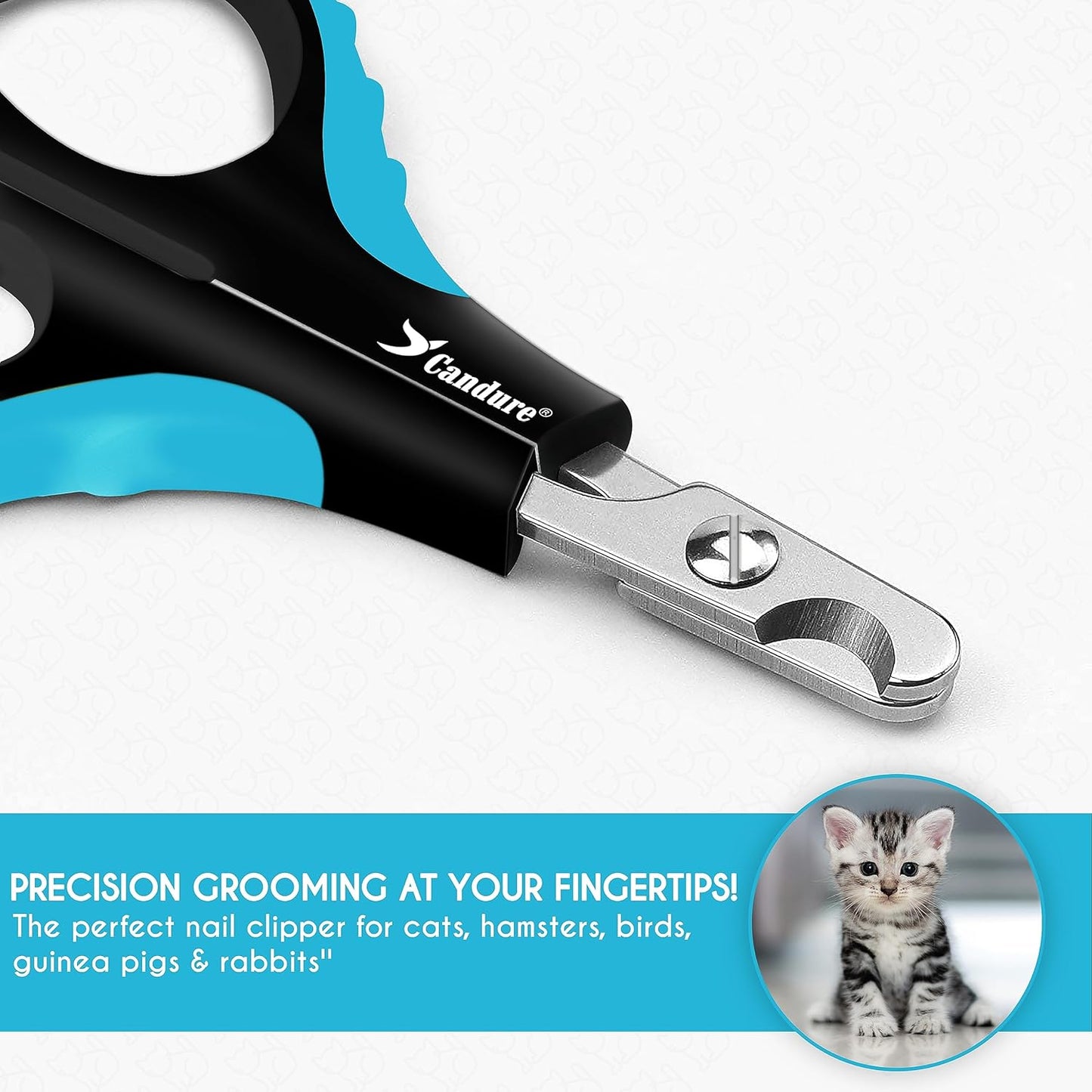 Candure Cat Nail Clippers Stainless Steel Cat Claw Trimmers for Rabbits,Guinea Pigs, Birds, Puppies, Kittens and Small Animals- Pet Nail Clippers for Professional and Home Use (Black)