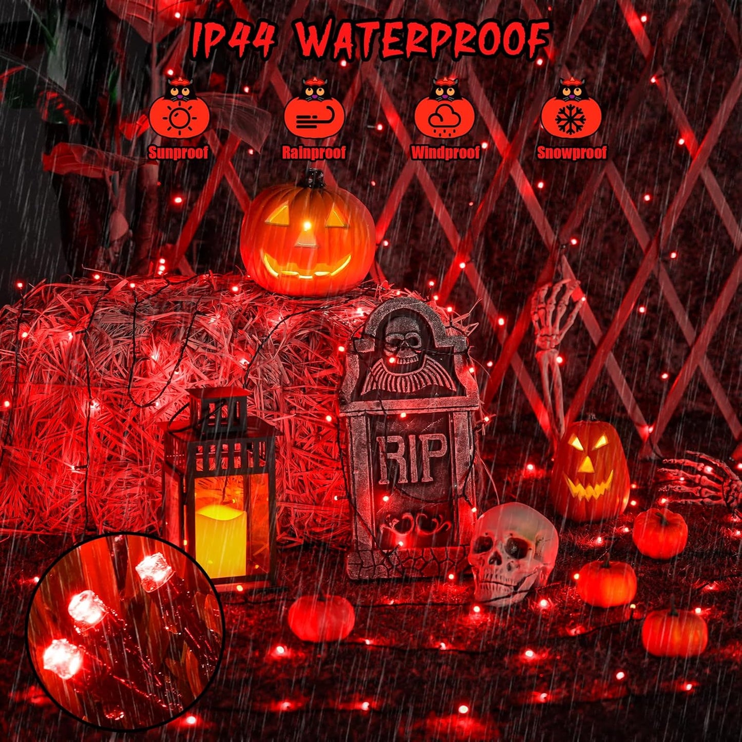 JMEXSUSS 2 Pack 75.5ft Orange Solar Christmas Lights, Total 400 LED Solar String Lights Outdoor Waterproof, 8 Modes Orange Halloween Lights for Tree Patio Garden Thanksgiving Halloween Decorations