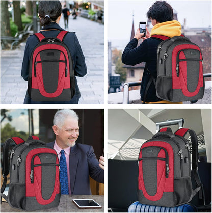 Backpack for Men and Women, School Backpacks for Teen Boys and Girls, Black Water Resistant Back Pack, Business Men Sturdy Computer Bag with USB Charging Port, Gifts