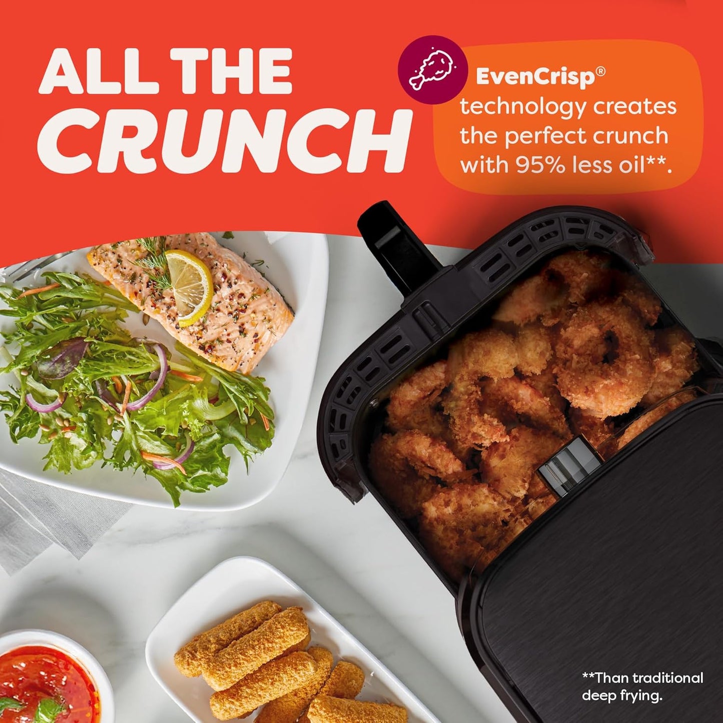 Instant Pot Vortex 6QT Large Air Fryer Oven Combo, Customizable Smart Cooking Programs, Digital Touchscreen, Nonstick and Dishwasher-Safe Basket, Includes Free App with over 1900 Recipes, Black