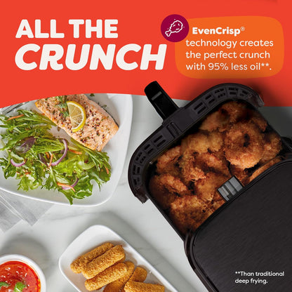 Instant Pot Vortex 6QT Large Air Fryer Oven Combo, Customizable Smart Cooking Programs, Digital Touchscreen, Nonstick and Dishwasher-Safe Basket, Includes Free App with over 1900 Recipes, Black