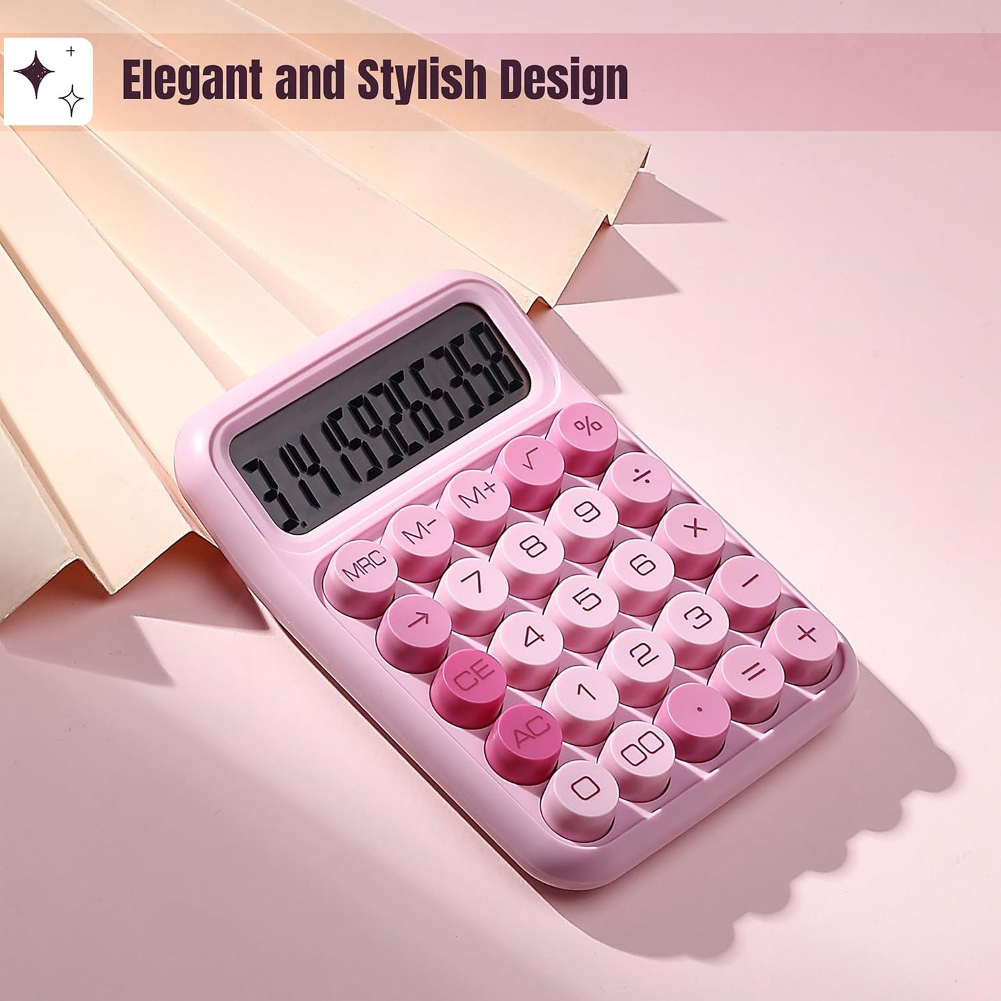Mr. Pen- Mechanical Switch Calculator, 12 Digits, Large LCD Display, Orange With Big Buttons, Desktop, Cute and Aesthetic Design