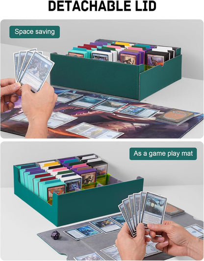 ZLCA Card Storage Box for MTG PTCG, Commander Deck Box Holds 3000+ Cards, Card Storage Case with 4 Stoppers, Card Organizer for TCG Sport Cards (Black)