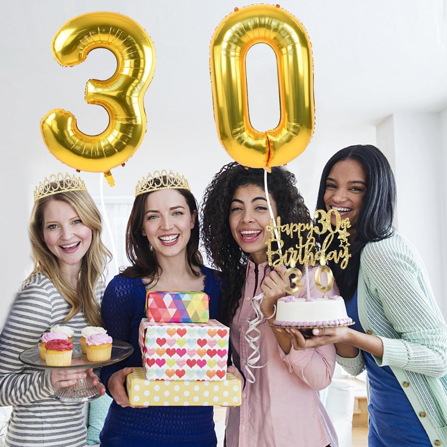 65th Birthday Decorations for Women, Including 65th Birthday Sash and Crown, Cake Topper and Candles, Number Balloons Rose Gold, 65 Year Old Gifts for Women