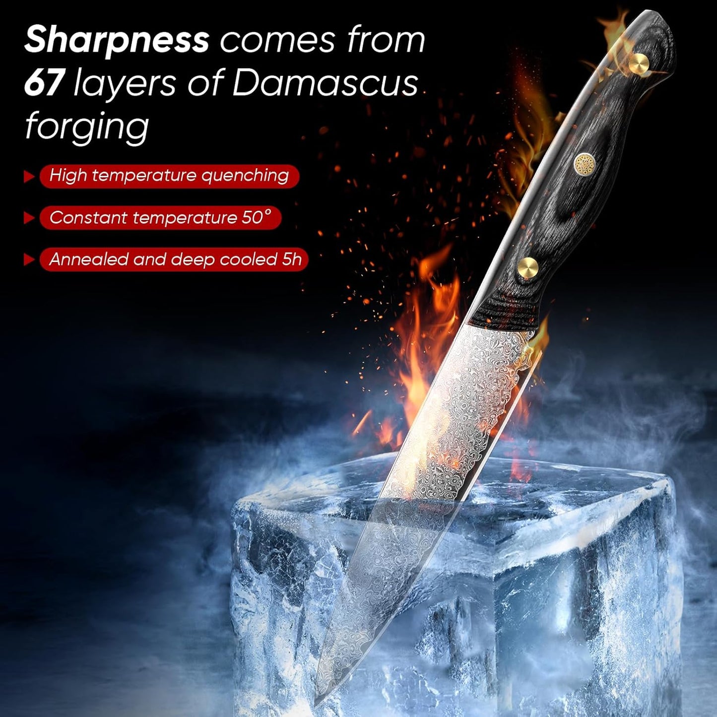 Purple Dragon Damascus Fish Fillet Knife - 7 inch Flexible Boning Knife with VG10 Core, Kitchen Slicing Knife with Full Tang Handle, Birthday Dad Mom Gift