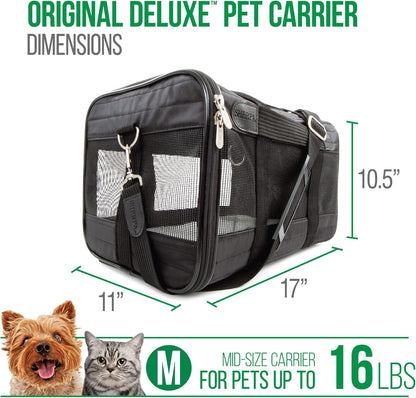 Sherpa Original Deluxe Travel Bag Pet Carrier, Airline Approved & Guaranteed-On-Board - Mesh Panels & Spring Frame, Locking Safety Zippers, Machine Washable Liner - Charcoal Gray, Medium