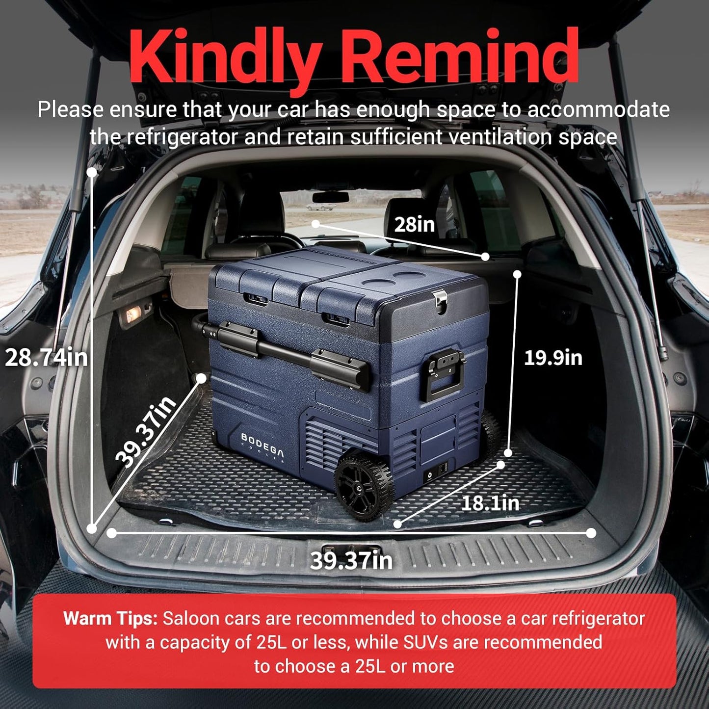 BODEGACOOLER 12V Portable Refrigerator Dual Zone 48 Quart, 45L Portable Car Fridge Freezer, -4℉-68℉℉ Car Cooler WIFI APP Control 12/24V DC and 100-240V AC for Camping,Travel, Home Use