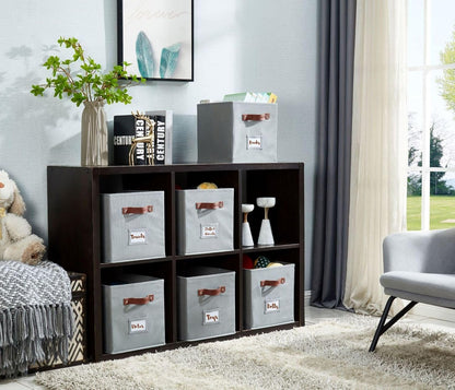 DECOMOMO Cube Storage Bin, Storage Cubes with Labels, Baskets for Shelves Kallax Linen Closet Organizers (Cube 10.5x11"/ 6pcs, Black)