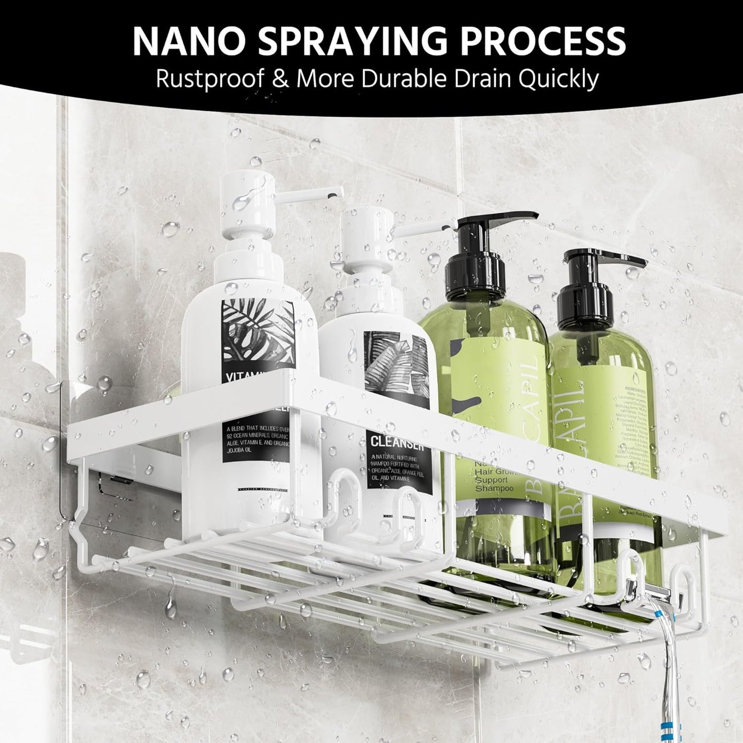 MOFOROCO 3-Pack Shower Caddy Basket Shelf with Soap Holder, No Drilling Traceless Adhesive Shower Wall Shelves, Rustproof Black Bathroom Shower Storage Organizer…