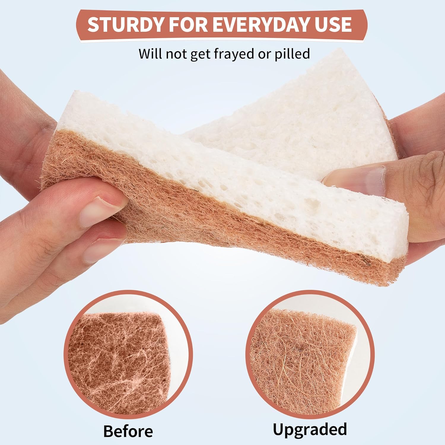 HOMERHYME Natural Dish Sponge 12 Pack, Non-Scratch Eco-Friendly Multipurpose Kitchen Cellulose Sponge, Biodegradable Odor-Less Dual-Sided for Dish Washing & Household Cleaning - PuriLite