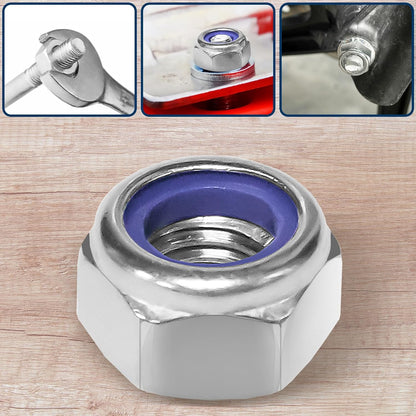 Vifmy 110 Pack 1/4"-20 Inch Lock Nuts,304 (A2-70) Stainless Steel Nylon Insert Locknuts,Standard Inch Thread Nylock Nuts for Bolts