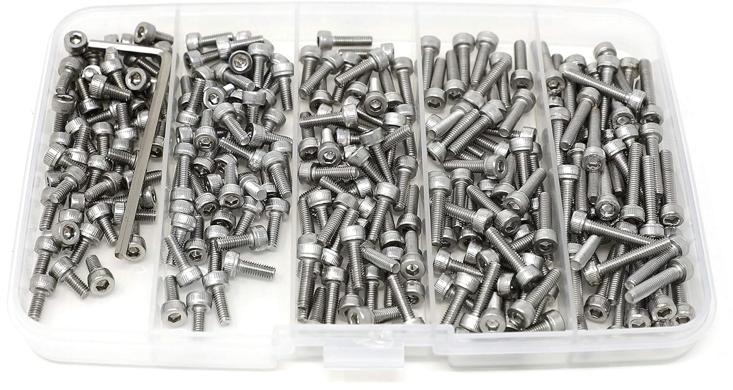 iexcell 25 Pcs M6 x 20mm Thread Pitch 1 mm Stainless Steel 304 Hex Socket Head Cap Screws Bolts Kit