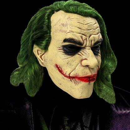 Halloween Clown Mask, Scary Cosplay Decorations Costume Prop, Horror Clown Mask for Adult, Scary Green Hair