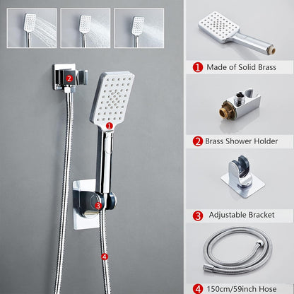 LCEVCGK Shower Faucet Set Complete Matte Black Shower System with 8 inch Square Rainfall Shower Head 3-Function Handheld Shower Waterfall Bathtub Spout Rain Shower Combo Set Bathroom Wall Mounted