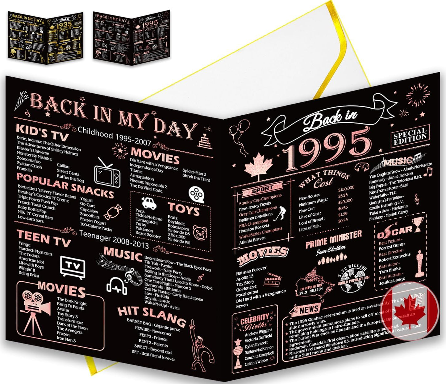 50th Birthday Card, Jumbo CANADA 25x20cm Back in 1975, Gilding Happy 50th Birthday Decoration for Woman, Men, Funny 50 Birthday Gifts for Wife, Husband, Him, Her, Mom