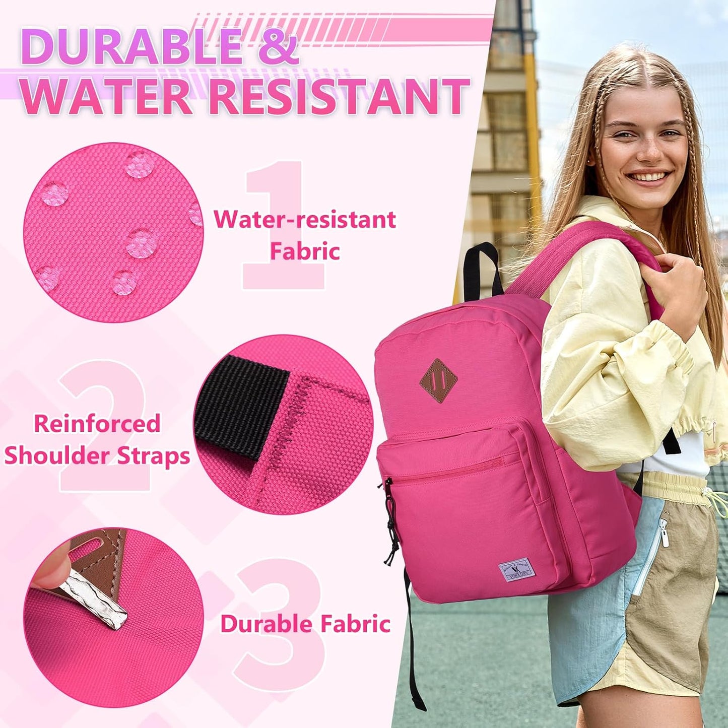 School Backpack for Kids,Lightweight Water Resistant Work Travel Backpack for Women Men Teens VONXURY