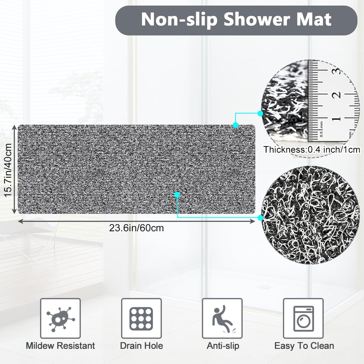 Loofah Mats for Shower, Non Slip | Quick Drying | Soft on Your Feet | Soft Textured Shower Mat Bath Mat Bathtub Mat Massage Mat Loofah Mat for Bathroom,Shower Tub or Wet Areas