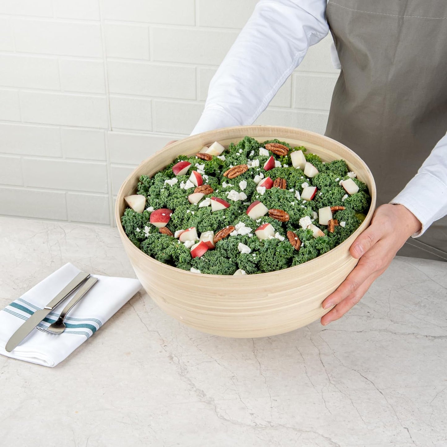 Restaurantware-Bambuddha 15 Ounce Small Salad Bowl, 1 Heavy-Duty Round Salad Bowl - Sustainable, Reusable, Black Bamboo Serving Dish, for Serving Salads, Fruits, and Appetizers