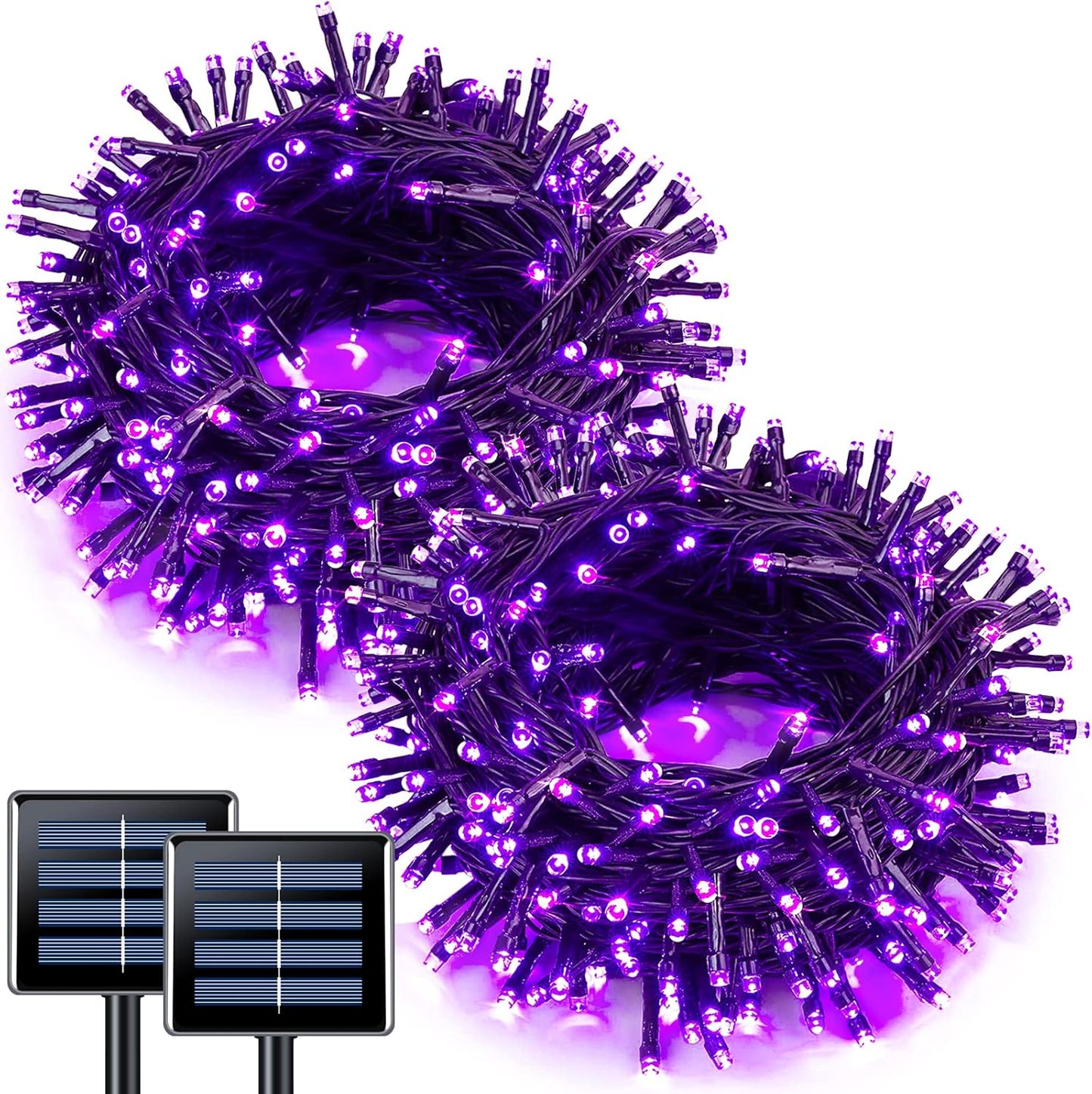 JMEXSUSS 2 Pack 75.5ft Orange Solar Christmas Lights, Total 400 LED Solar String Lights Outdoor Waterproof, 8 Modes Orange Halloween Lights for Tree Patio Garden Thanksgiving Halloween Decorations