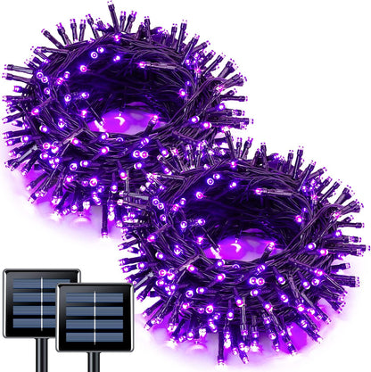 JMEXSUSS 2 Pack 75.5ft Orange Solar Christmas Lights, Total 400 LED Solar String Lights Outdoor Waterproof, 8 Modes Orange Halloween Lights for Tree Patio Garden Thanksgiving Halloween Decorations