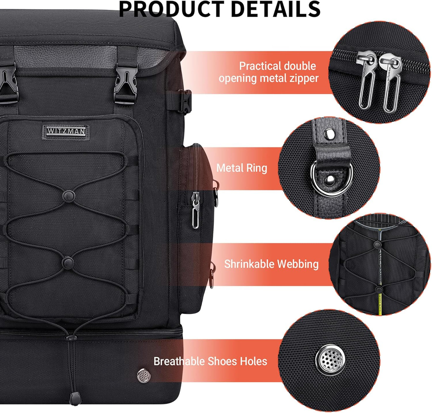 WITZMAN Travel Backpack for Men Women Carry on Bags for Airline Approved Convertible Duffle Luggage Backpack Shoe Compartment