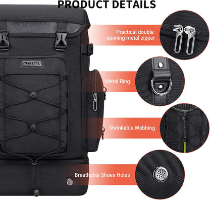 WITZMAN Travel Backpack for Men Women Carry on Bags for Airline Approved Convertible Duffle Luggage Backpack Shoe Compartment