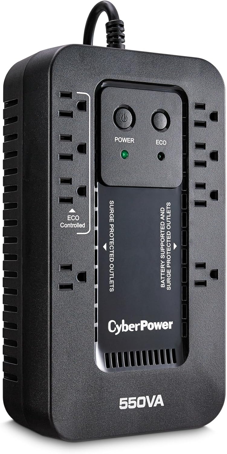 CyberPower EC850LCD Ecologic Battery Backup & Surge Protector UPS System, 850VA/510W, 12 Outlets, ECO Mode, Compact, Uninterruptible Power Supply