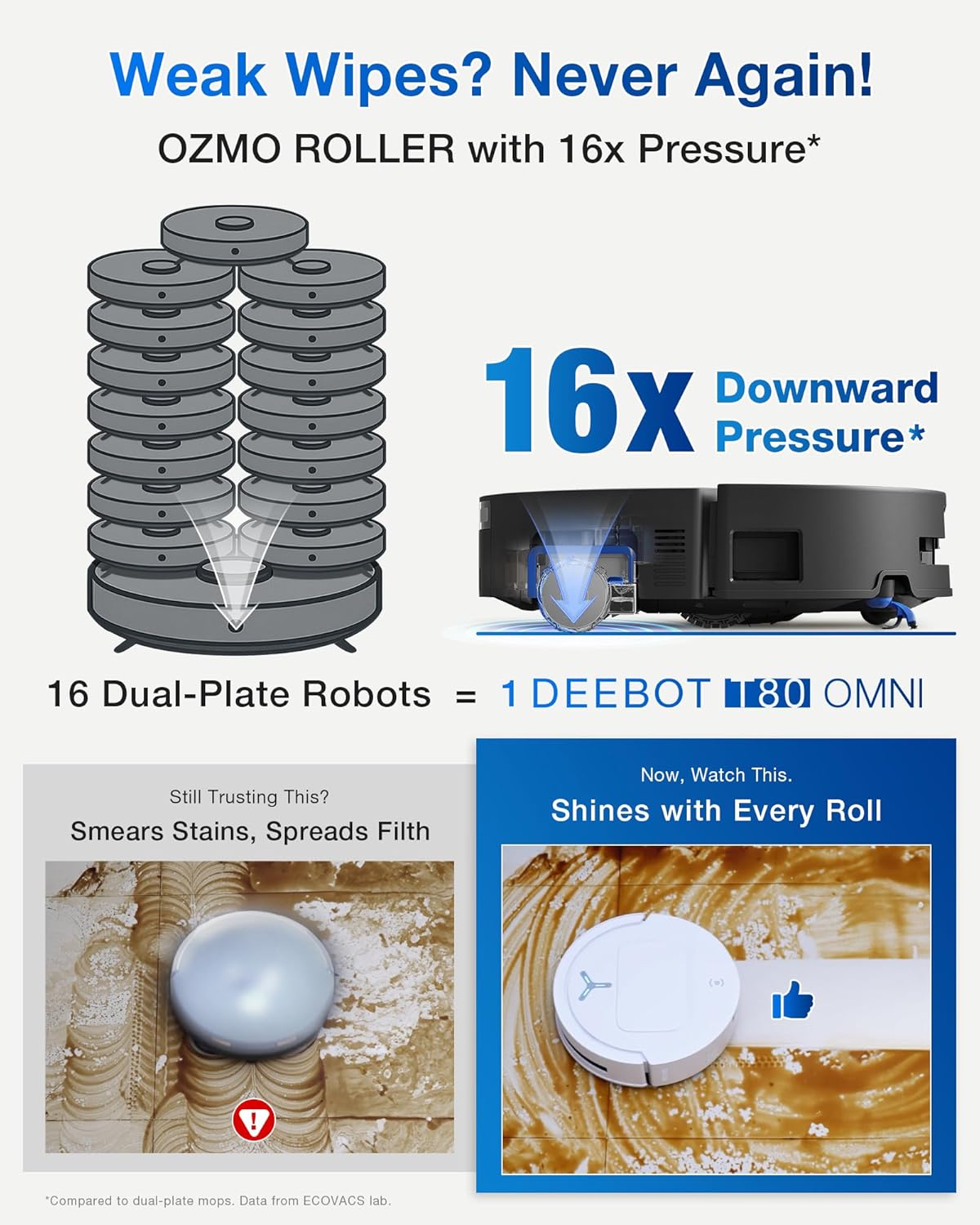 ECOVACS DEEBOT X9 PRO OMNI Robot Vacuum and Mop, BLAST™ 16,600Pa Suction, OZMO ROLLER Instant Self-Washing Mopping, ZeroTangle™ 3.0, Triple Lift System, AI Smart Navigation, Hands-Free OMNI Station