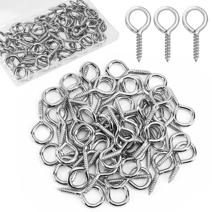 AUGSUN Eye Hooks, 12Pack 2.5 Inch Eye Hooks Heavy Duty 304 Stainless Steel Eye Screw,Screw Eyes Metal Screw Hooks Ring Screws Fasteners Hardware Tools