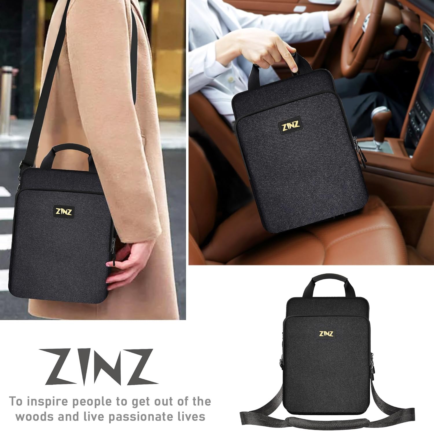 ZINZ Slim & Expandable Case 12.9 13 inch Travel Laptop Shoulder Bag for MacBook Air 13" M3/M2/M1, MacBook Pro 13" M2/M1, iPad Pro 12.9"/13"/11", iPad Air 13",L01G03 - PuriLite