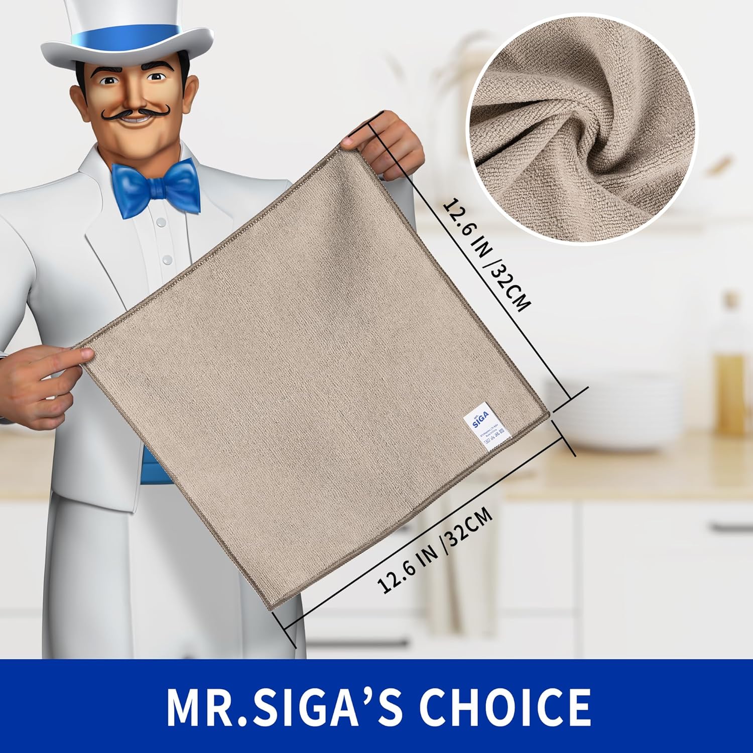 Microfiber Cleaning Cloths for Home and Kitchen – All-Purpose Streak-Free Cleaning Towels, Reusable Lint-Free Cleaning Rags, 12 Pack, 32 x 32 cm - PuriLite