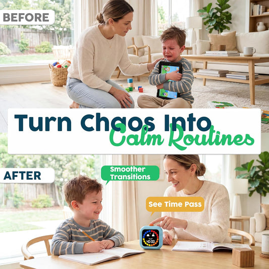 Digital Visual Timer for Kids - Calmer Routines & Transitions | Silent, Rechargeable, 99-Min Clock, Alarm, Countdown & Count-up; For Classroom, Home & Therapy - Builds Focus & Independence