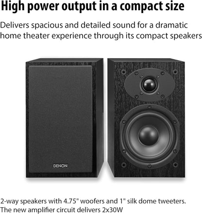 Denon System with Bluetooth FM/AM Tuner CD Player Black (DM41SBK)