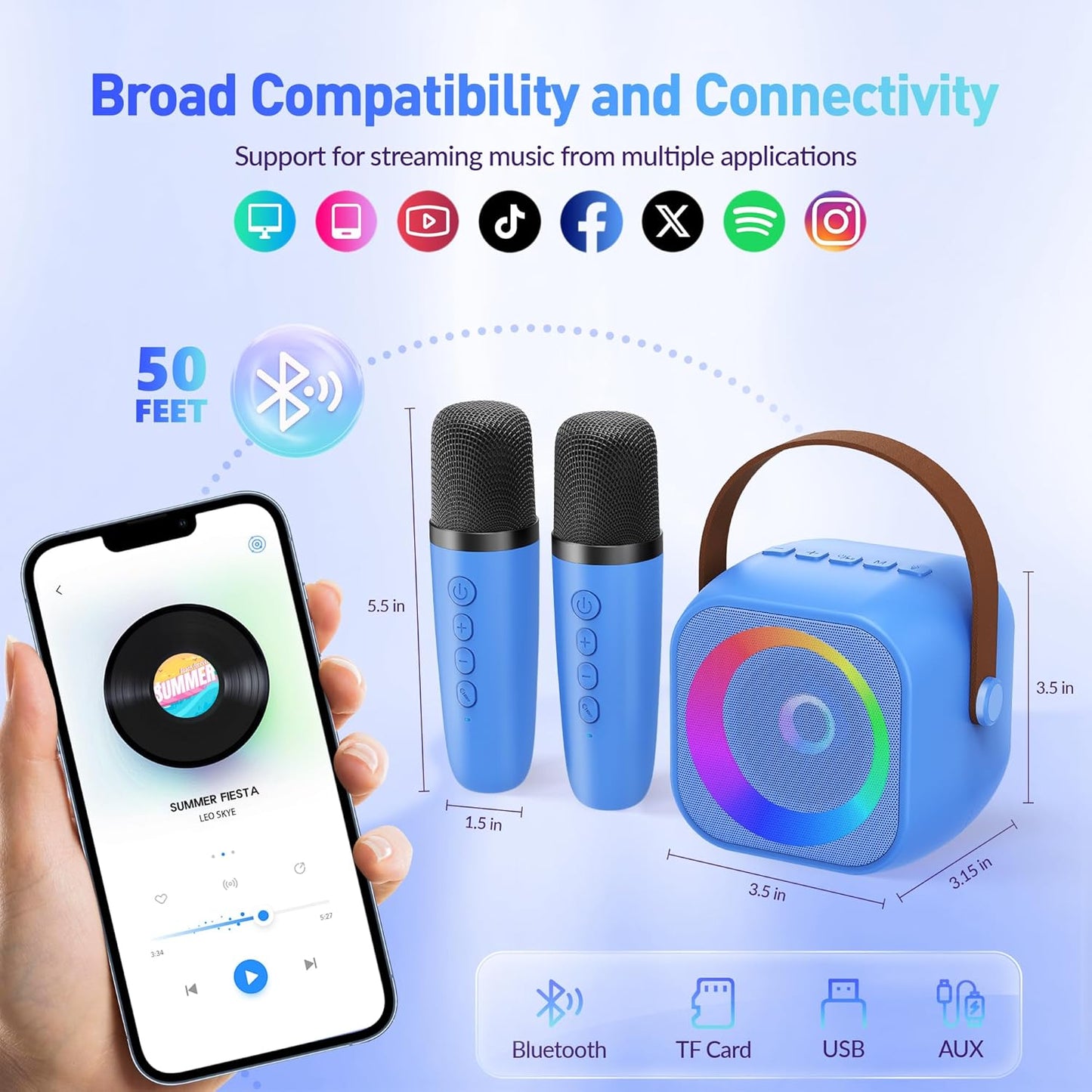 Karaoke Machine, Portable Bluetooth Karaoke Speaker with 2 Wireless Microphones and Party Lights for Kids and Adults, Birthday Gifts for Girls Boys Family Home Party (Beige2)