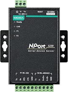 MOXA NPort 5230 2-Port Device Server, 10/100 Ethernet, RS-232 x 1, RS-422/485 x 1, Terminal Block