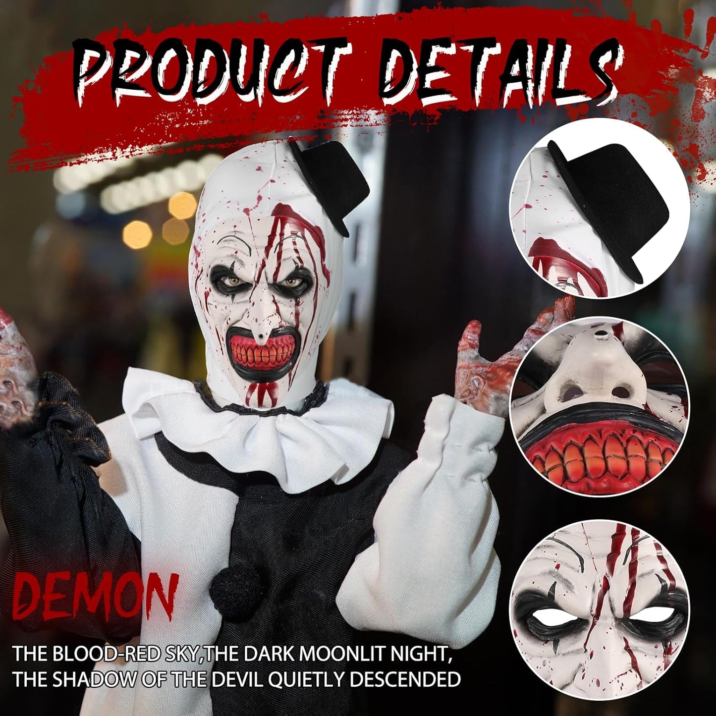 Scary Halloween Mask,Scariest Clown Mask for Adults, Comfortable Breathable Latex Terrifier Mask For Halloween Parties