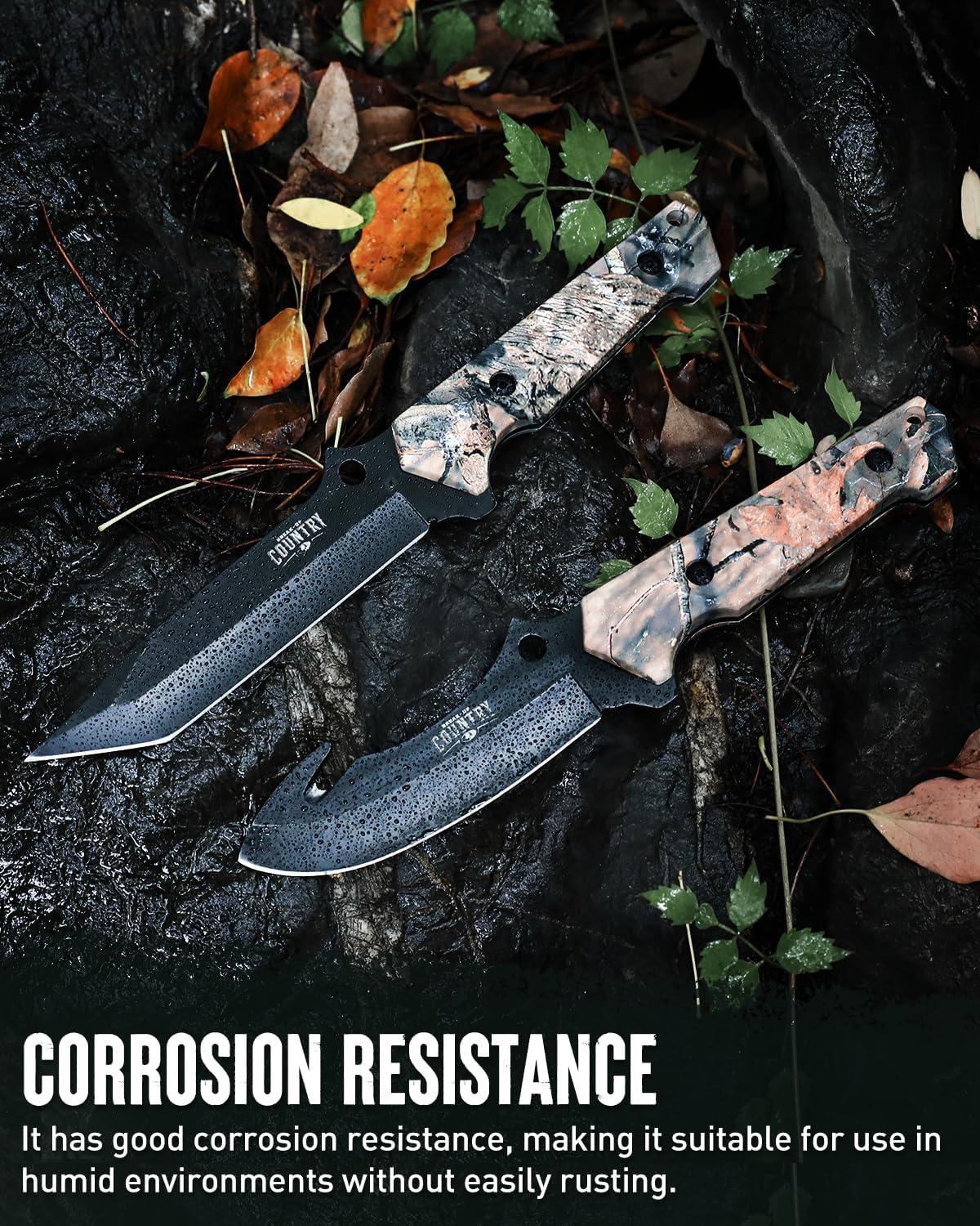 Mossy Oak 2-Piece Hunting Knives Gut Hook Set with Sheath Fixed Blade Stainless Steel Blades