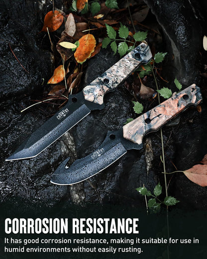Mossy Oak 2-Piece Hunting Knives Gut Hook Set with Sheath Fixed Blade Stainless Steel Blades