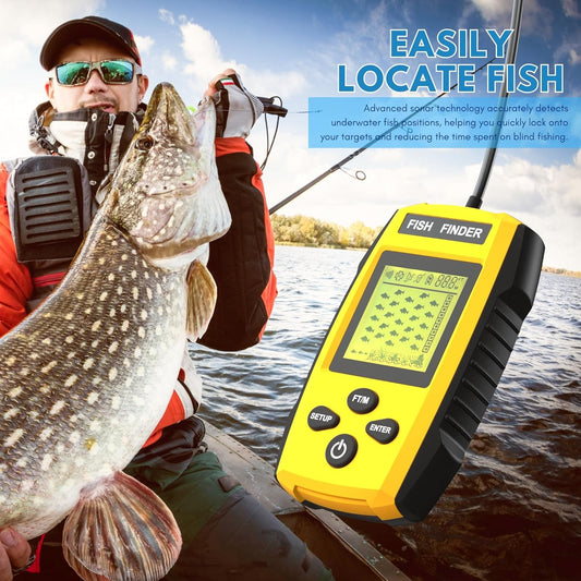 Portable Sonar Alarm Fish Finder with Sonar Transducer and LCD Display, for Kayak Fishing Boat Fishing Ice Fishing - PuriLite