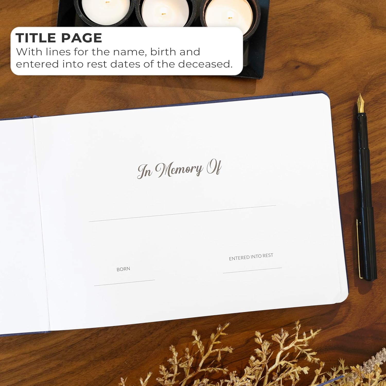 Skyline Funeral Guest Book for Memorial & Funeral Services – in Loving Memory Guest Sign in Book for Funerals – 738 Guest Entries with Name & Address, 129 Pages, Hardcover, 10x7″ (Purple) - PuriLite