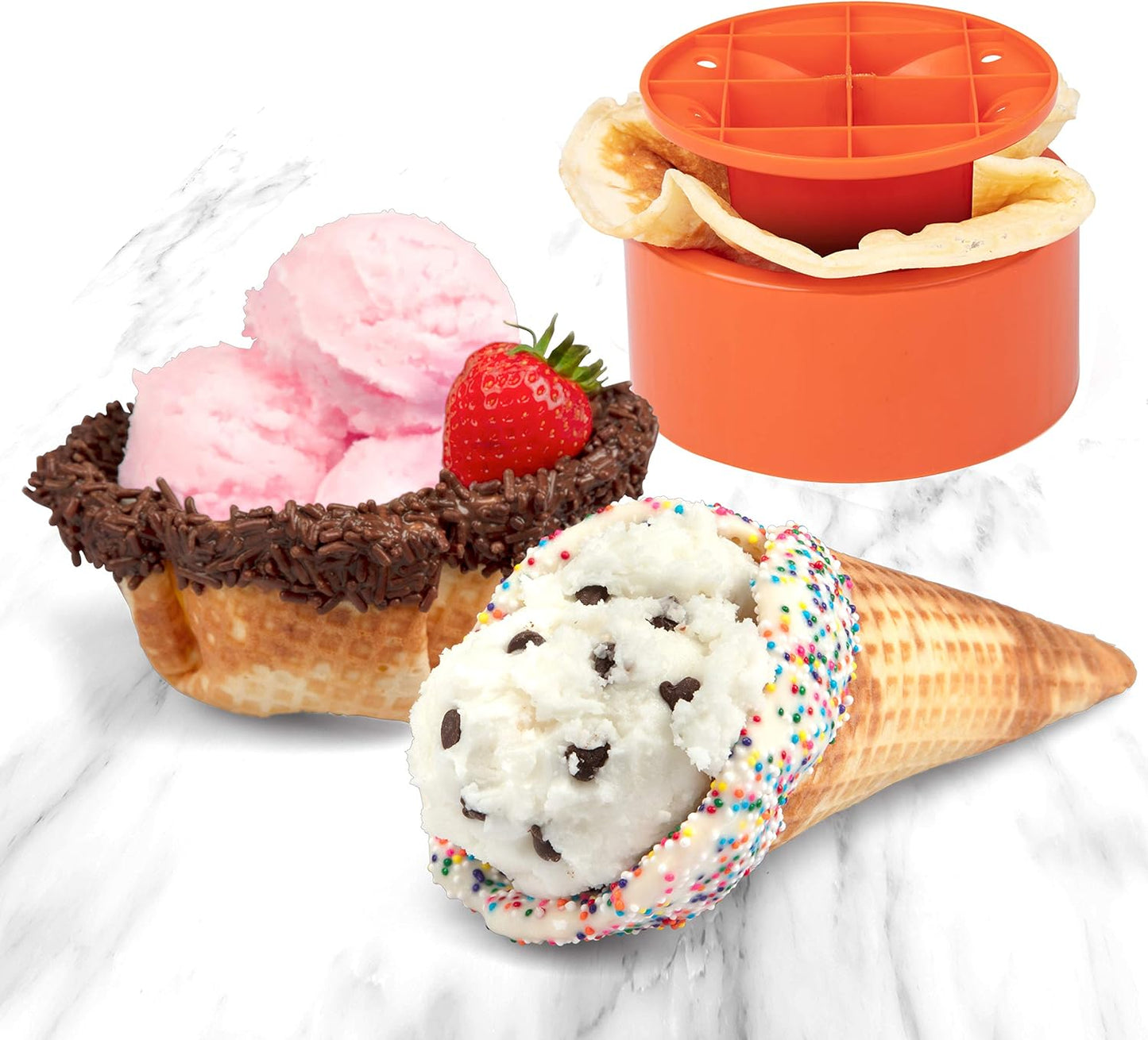 MasterChef Waffle Cone and Bowl Maker- Includes Shaper Roller and Bowl Press- Homemade Ice Cream Cone Baking Iron Machine, Fun Kitchen Appliance for Summer Parties & Gift Giving