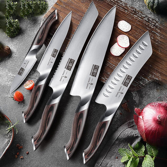 Knife Set with Magnetic Knife Holder, 6 Pieces Japanese High Carbon Stainless Steel Kitchen Knife Sets, Ultra Sharp Professional Chef Knives Sets