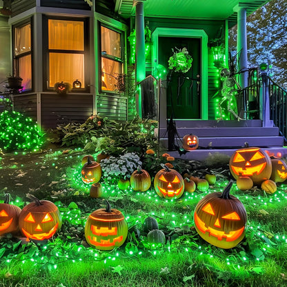 JMEXSUSS 66ft 200 LED Halloween Lights Outdoor, Orange String Lights Clear Wire, 8 Modes Orange Halloween Christmas String Lights Plug in for Tree Indoor Patio Garden Thanksgiving Decorations