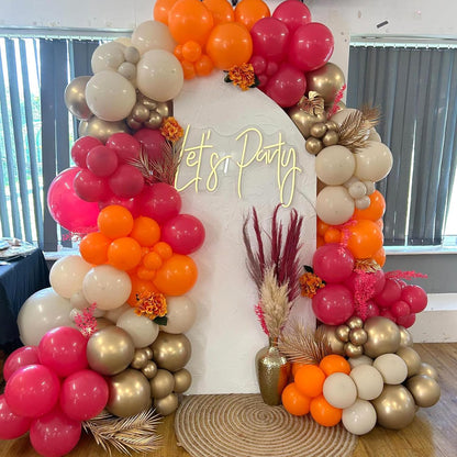 Gold Metallic Chrome Latex Balloon Arch Kit, 102PCS 18In 12In 10In 5In Arch Garland For Festival Picnic, Engagement, Wedding, Birthday Party, Gold Theme Anniversary Decoration With 33FT Ribbon