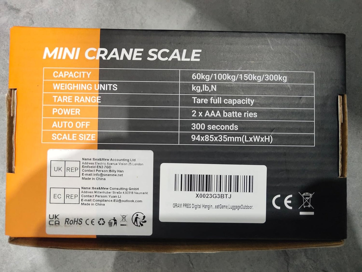 GRAM PRES Digital Hanging Scale 660LB/300KG,Handheld Mini Crane Scale,Deer Hunting Scales,Digital Scale with Hooks for Farm，Fishing, Fish, Meat，Game,Luggage，Outdoor.