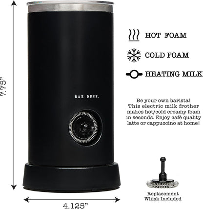 Rae Dunn - Electric Milk Frother - Elegant Automatic Milk Steamer and Frother, Milk Warmer, Hot and Cold Frothing Machine for Coffee, Latte, Cappuccino, Macchiato,