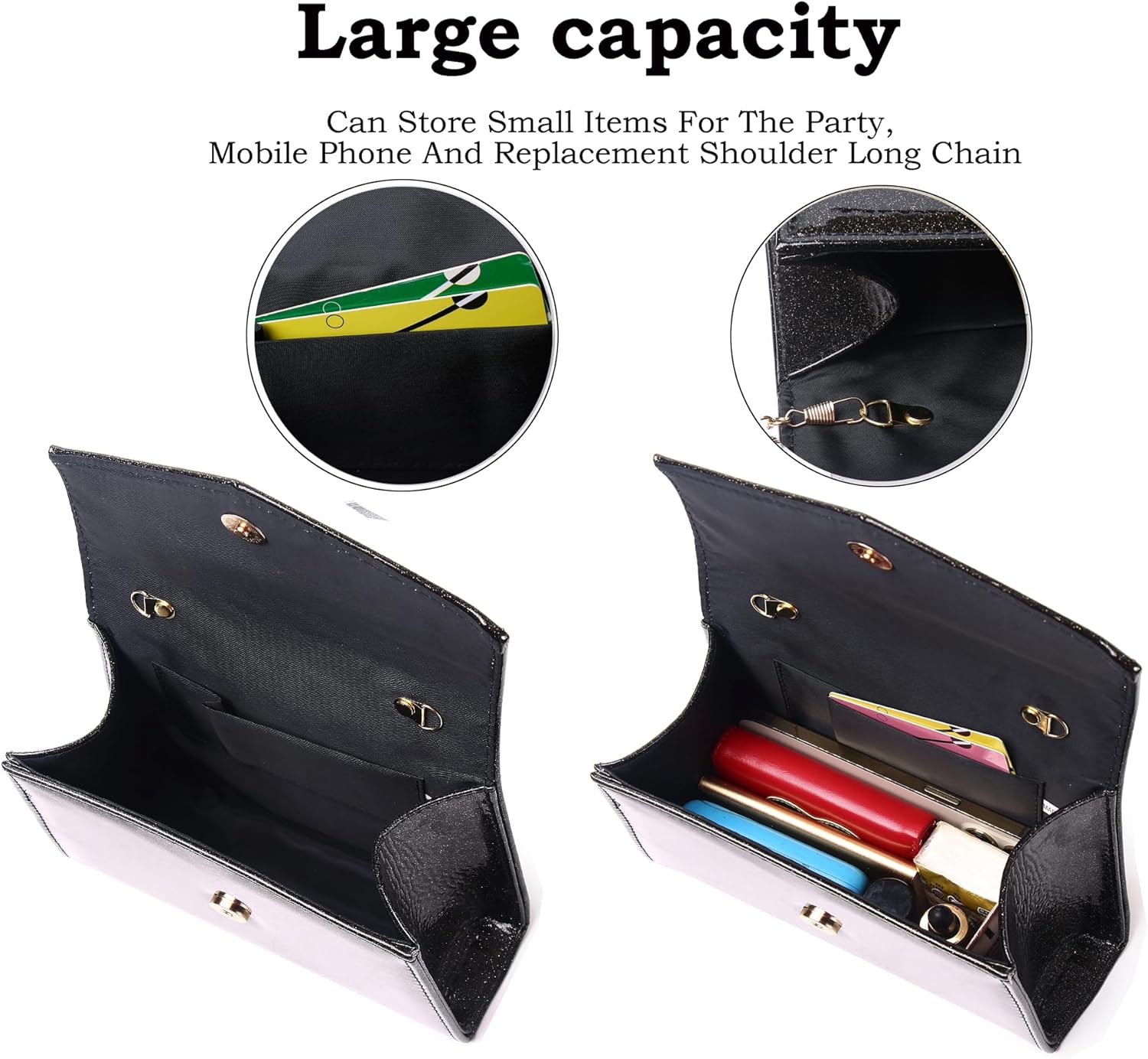 MUDUO Women's Glittering Evening Bag Party Clutches Wedding Purses Cocktail Prom Handbags - PuriLite