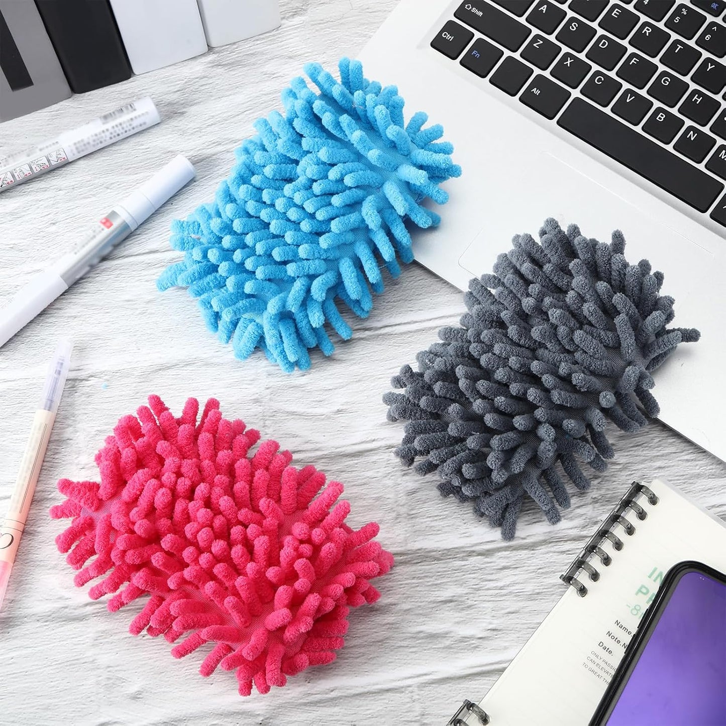 Teling 12 Pieces Dry Erase Microfiber Shag Washable Whiteboard Eraser Back to School Board Cleaner for Markers Chalk Home and Office