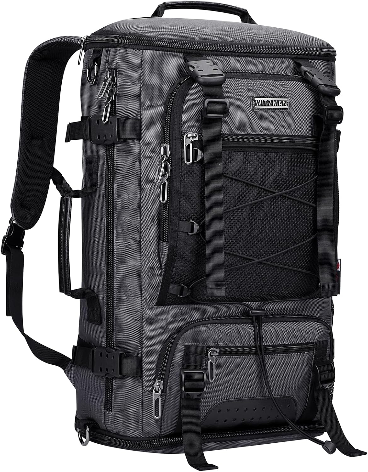 WITZMAN Travel Backpack for Men Large Carry on Backpack Convertible 3 in 1 Bags with Shoe Compartment Fit 17 Inch Laptop(B689 Silvery Grey)