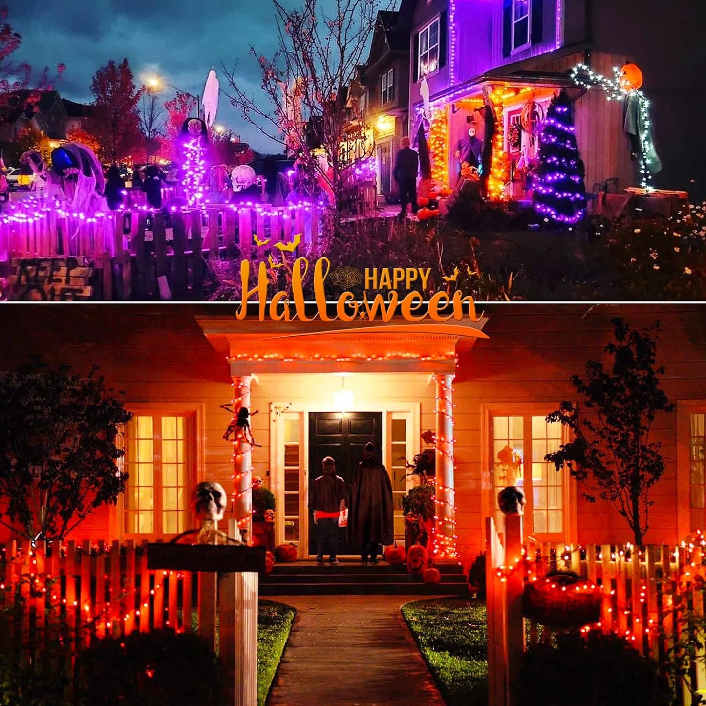 JMEXSUSS 2 Pack 75.5ft Orange Solar Christmas Lights, Total 400 LED Solar String Lights Outdoor Waterproof, 8 Modes Orange Halloween Lights for Tree Patio Garden Thanksgiving Halloween Decorations